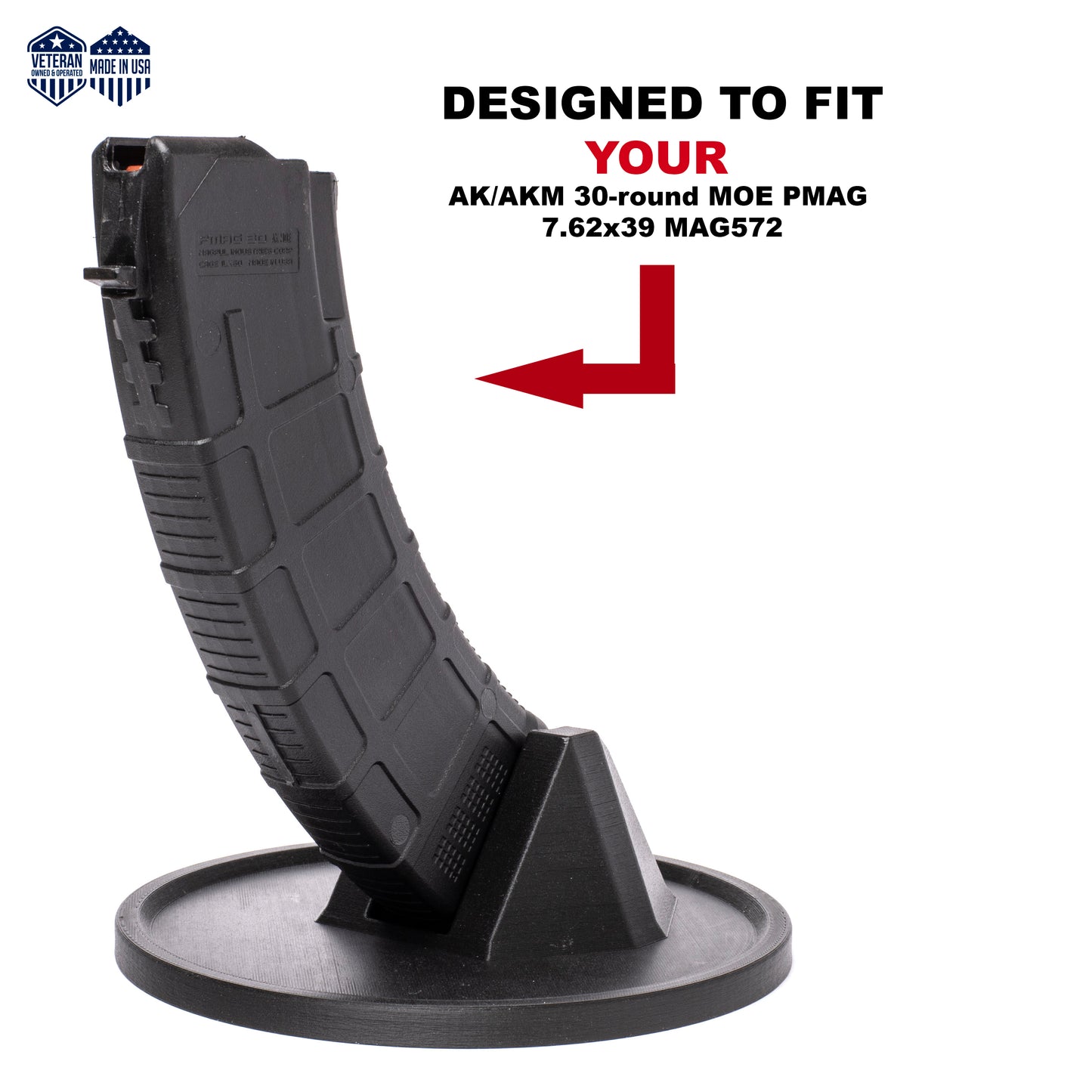 AK, AKM & AK47 Stand Pistol & Rifle Mount Compatible With Magpul 30-Round MOE PMAG For Your 7.62×39 MAG572 (Black PLA)